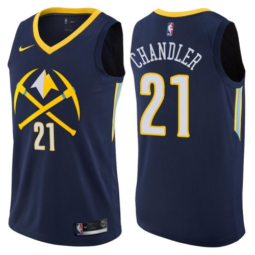 Men Denver Nuggets #21 Wilson Chandler 2017-18 Navy Stitched NBA Jersey