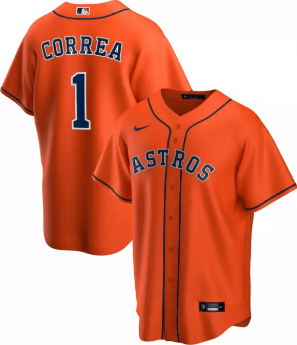 Men Houston Astros #1 Carlos Correa Orange MLB Cool Base Stitched Jersey