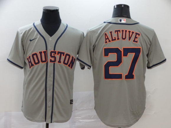 Men Houston Astros #27 Jose Altuve Grey Cool Base Stitched MLB Jersey