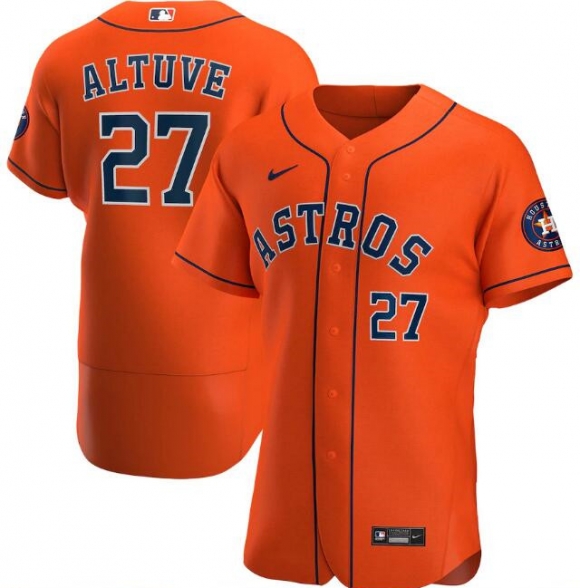 Men Houston Astros #27 Jose Altuve Orange MLB Flex Base Stitched Jersey