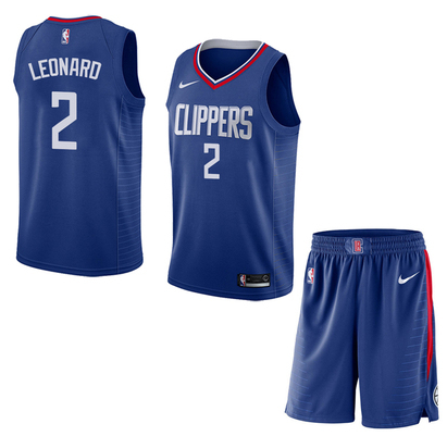 Men Los Angeles Clippers #2 Kawhi Leonard Blue NBA Stitched Jersey(With Shorts)