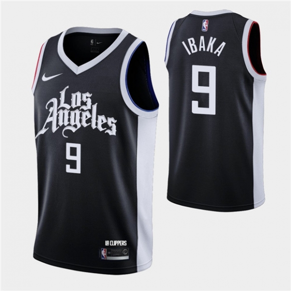 Men Los Angeles Clippers #9 Serge Ibaka Black 2020-21 City Edition Stitched NBA Jersey