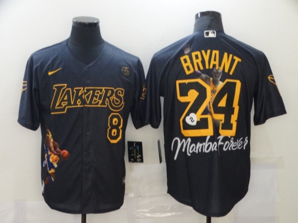 Men Los Angeles Dodgers Front #8 Back #24 Kobe Bryant Black MLB With KB Patch Cool Base Stitched Jersey