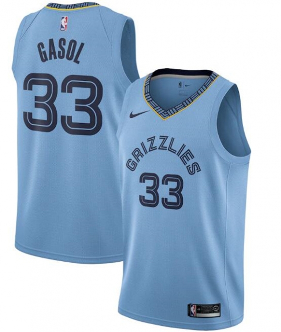 Men Memphis Grizzlies #33 Marc Gasol Light Blue NBA Statement Edition Stitched Jersey