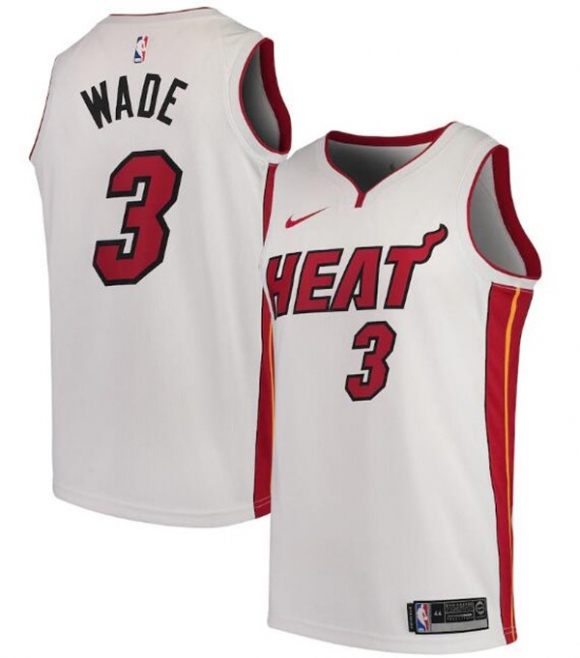 Men Miami Heat White #3 Dwyane Wade Association Edition Swingman Stitched Jersey