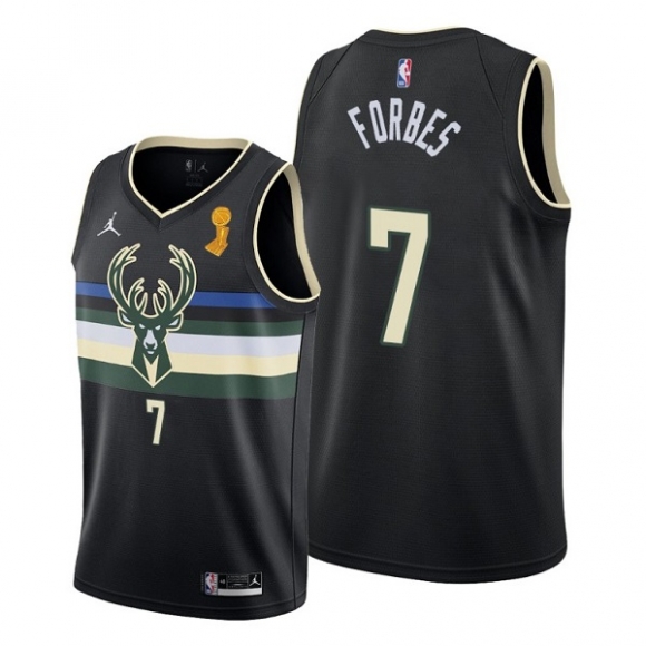 Men Milwaukee Bucks #7 Bryn Forbes 2021 Black Finals Champions Stitched Basketball Jersey