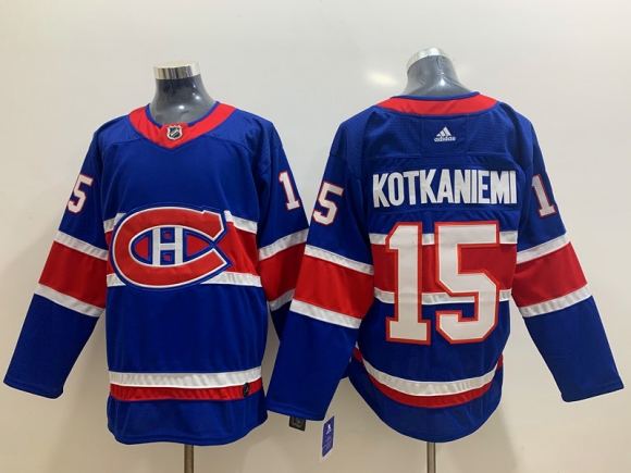 Men Montreal Canadiens #15 Jesperi Kotkaniemi 2021 Blue Reverse Retro Stitched Jersey