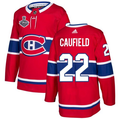 Men Montreal Canadiens #22 Cole Caufield 2021 Red Stanley Cup Final Stitched Jersey