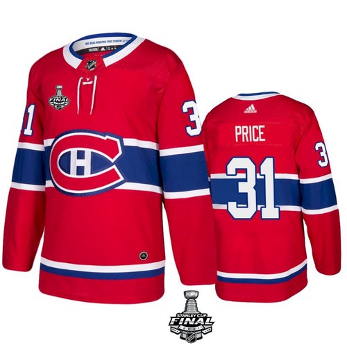 Men Montreal Canadiens #31 Carey Price 2021 Red Stanley Cup Final Stitched Jersey
