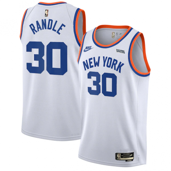 Men New Yok Knicks #30 Julius Randle 2021/2022 White City Edition Stitched Jersey