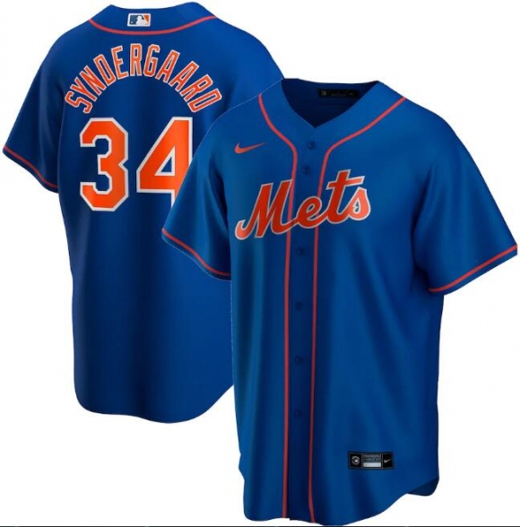 Men New York Mets #34 Noah Syndergaard Blue MLB Cool Base Stitched Jersey