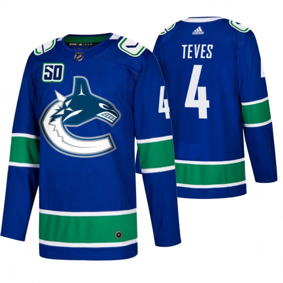 Men Vancouver Canucks #4 Josh Teves Adidas Blue 2019-20 Home Authentic NHL Jersey