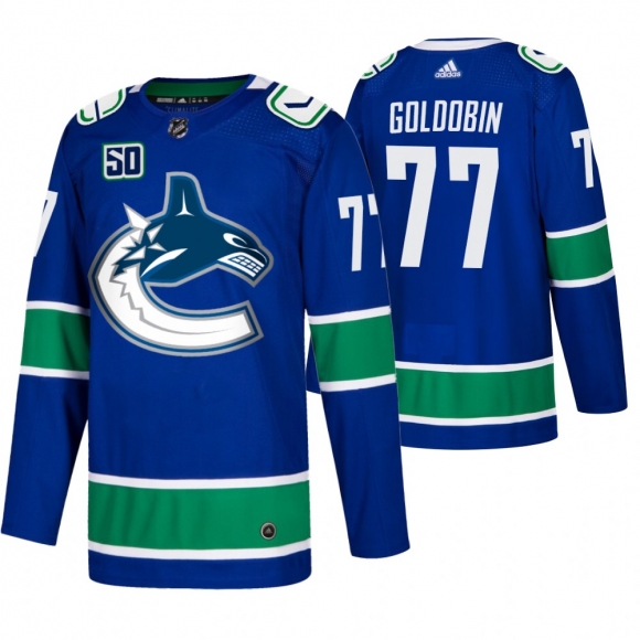 Men Vancouver Canucks #77 Nikolay Goldobin Adidas Blue 2019-20 Home Authentic NHL Jersey