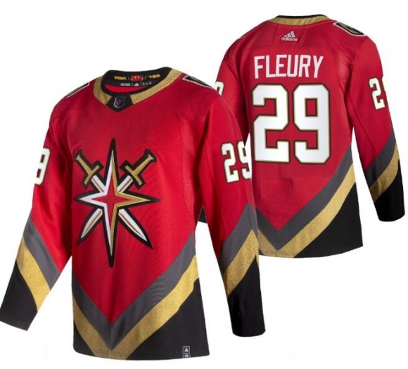 Men Vegas Golden Knights #29 Marc-Andre Fleury 2021 Reverse Retro Red Stitched NHL Jersey
