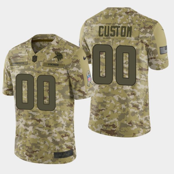 Minnesota Vikings Customized Camo Salute To Service NFL Stitched Limited Jersey (Check Description If You Want Women Size)