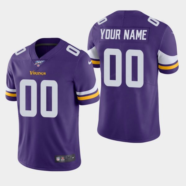 Minnesota Vikings Customized Purple Team Color Vapor Untouchable Limited Stitched NFL 100th Season Jersey (Check Description If You Want Women Size)
