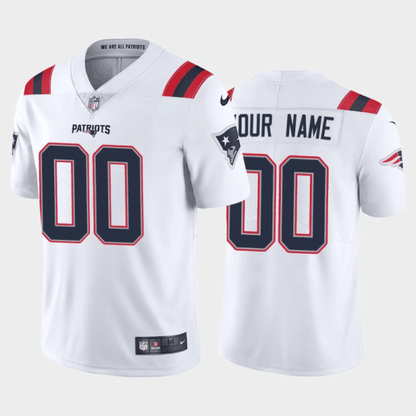 New England Patriots Customized New White Vapor Untouchable Stitched Limited Jersey (Check Description If You Want Women Size)