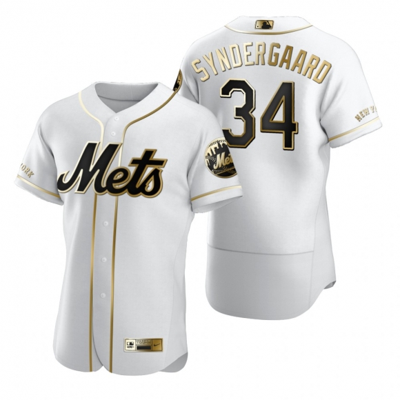 New York Mets #34 Noah Syndergaard White Nike Men Authentic Golden Edition MLB Jersey