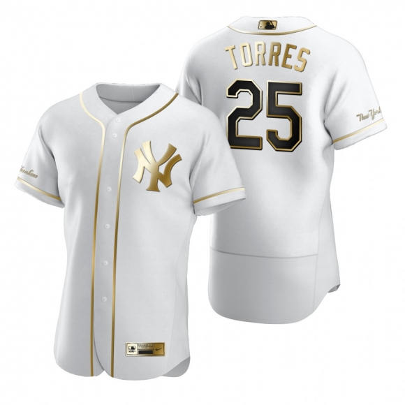New York Yankees #25 Gleyber Torres White Nike Men Authentic Golden Edition MLB Jersey