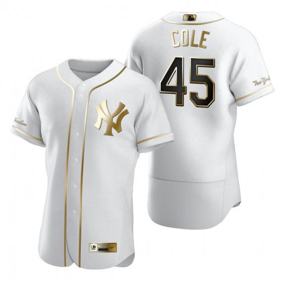 New York Yankees #45 Gerrit Cole White Nike Men Authentic Golden Edition MLB Jersey