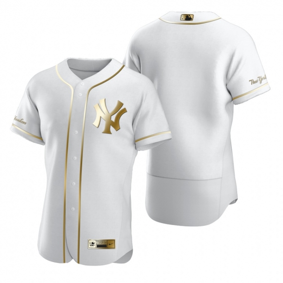 New York Yankees Blank White Nike Men Authentic Golden Edition MLB Jersey
