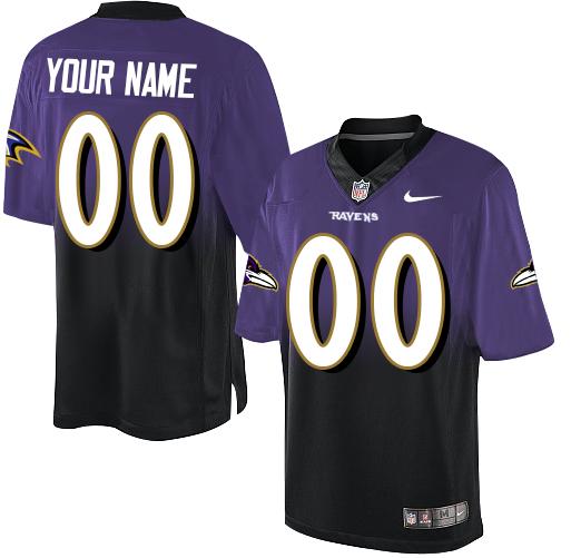 NikeBaltimore Ravens Customized Purple/Black Stitched Elite Fadeaway Fashion NFL Jersey (Check Description If You Want Women Size)