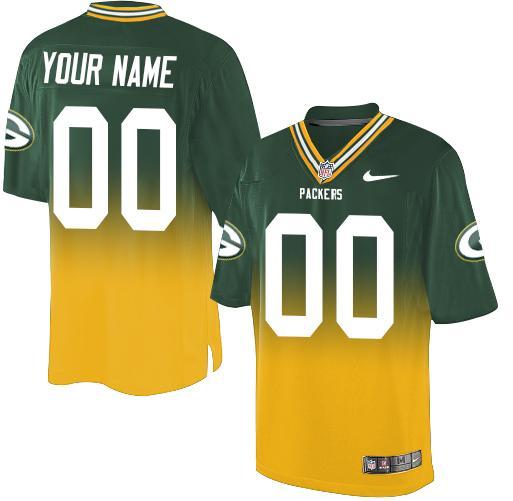 Nike Green Bay Packers Customized Green/Gold Stitched Elite Fadeaway Fashion NFL Jersey (Check Description If You Want Women Size)