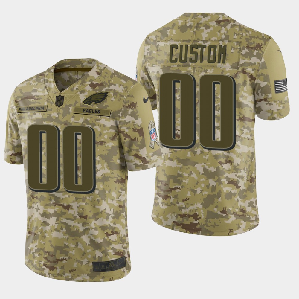 Philadelphia Eagles Customized Camo Salute To Service NFL Stitched Limited Jersey (Check Description If You Want Women Size)