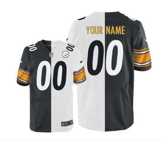 Pittsburgh Steelers Custom White/Black Stitched NFL Elite Split Jersey (Check Description If You Want Women Size)