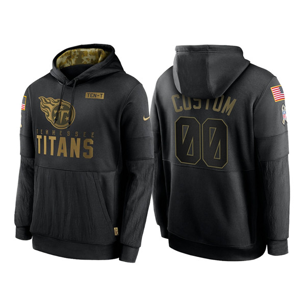 Tennessee Titans Customized 2020 Black Salute To Service Sideline Performance Pullover NFL Hoodie (Check Description If You Want Women Size)