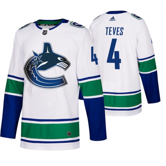 Vancouver Canucks #4 Josh Teves 50th Anniversary Men White 2019-20 Away Authentic NHL Jersey
