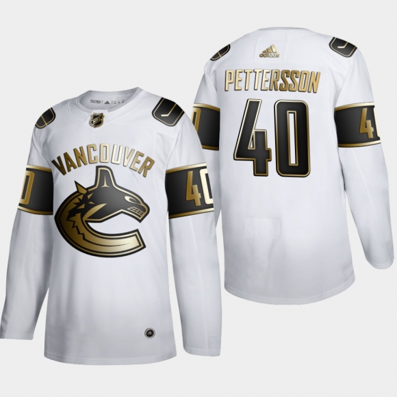 Vancouver Canucks #40 Elias Pettersson Men Adidas White Golden Edition Limited Stitched NHL Jersey