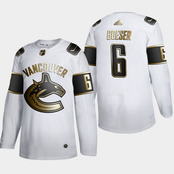 Vancouver Canucks #6 Brock Boeser Men Adidas White Golden Edition Limited Stitched NHL Jersey