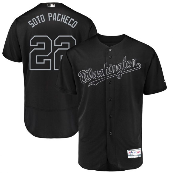 Washington Nationals #22 Juan Soto Soto Pacheco Majestic 2019 Players' Weekend Flex Base Authentic Player Jersey Black