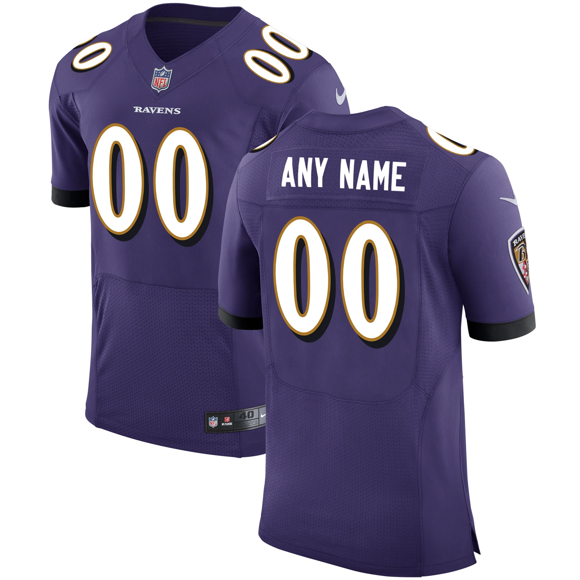 Baltimore Ravens Purple Speed Machine Custom Elite Stitched NFL Jersey (Check Description If You Want Women Size)