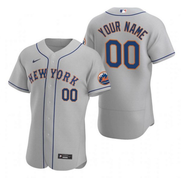 New York Mets ACTIVE PLAYER Custom Gray Road Patch 2020 Stitched MLB Jersey