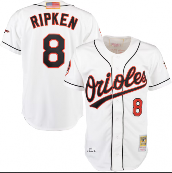 Baltimore Orioles #8 Cal Ripken Jr. White Men Jersey