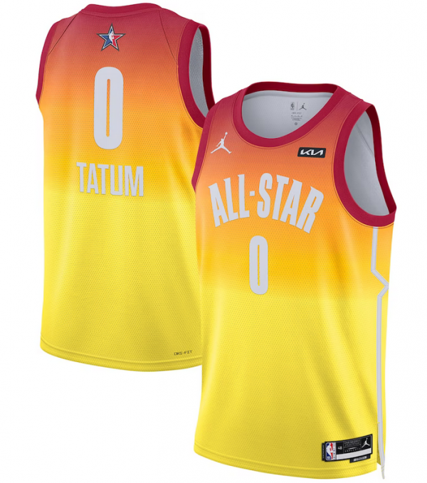 Men 2023 All-Star #0 Jayson Tatum Orange Game Swingman Stitched Basketball Jersey