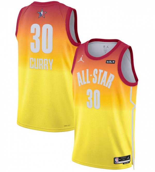 Men 2023 All-Star #30 Stephen Curry Orange Game Swingman Stitched Basketball Jersey