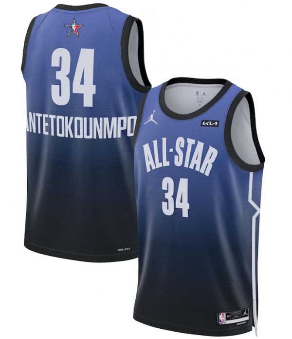 Men 2023 All-Star #34 Giannis Antetokounmpo Blue Game Swingman Stitched Basketball Jersey