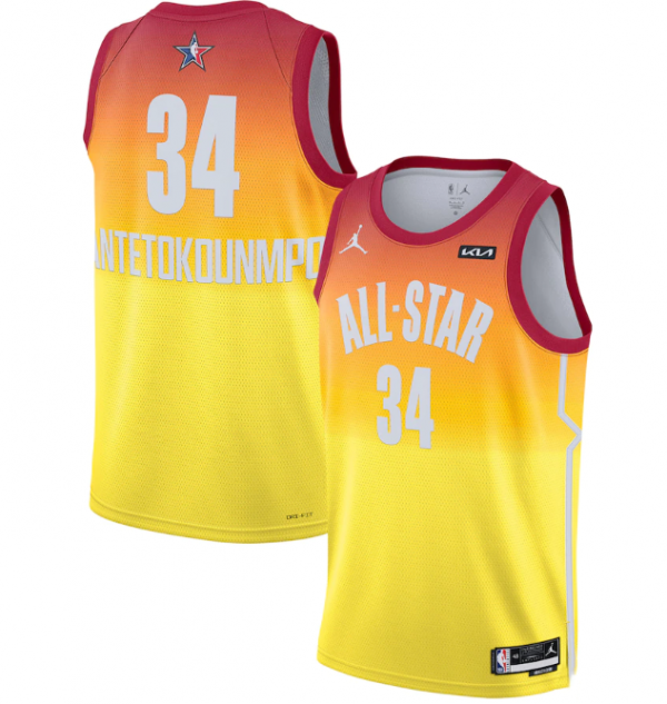 Men 2023 All-Star #34 Giannis Antetokounmpo Orange Game Swingman Stitched Basketball Jersey