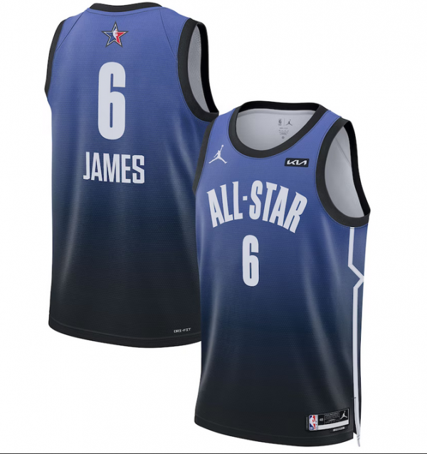 Men 2023 All-Star #6 LeBron James Blue Game Swingman Stitched Basketball Jersey