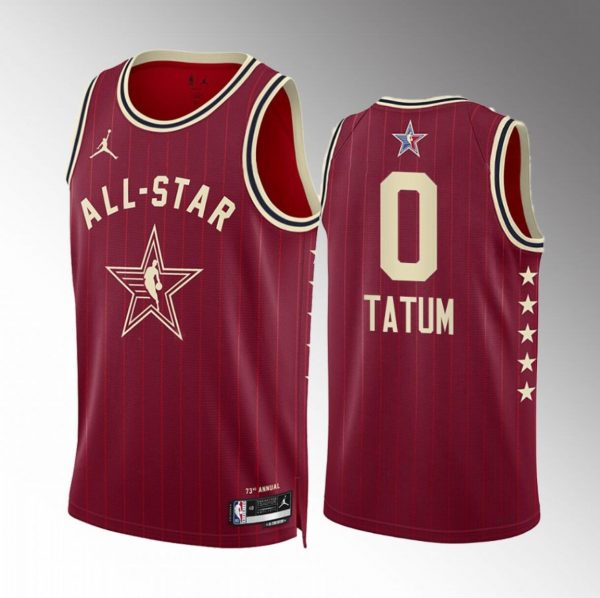 Men 2024 All-Star #0 Jayson Tatum Crimson Stitched Basketball Jersey