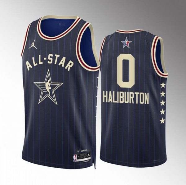 Men 2024 All-Star #0 Tyrese Haliburton Navy Stitched Basketball Jersey