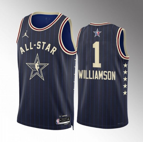 Men 2024 All-Star #1 Zion Williamson Navy Stitched Basketball Jersey