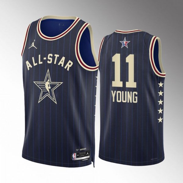 Men 2024 All-Star #11 Trae Young Crimson Stitched Navy Basketball Jersey