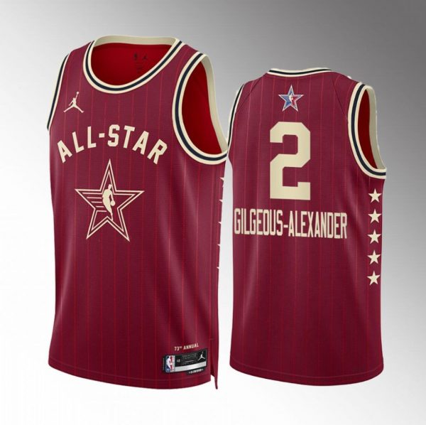 Men 2024 All-Star #2 Shai Gilgeous-Alexander Crimson Stitched Basketball Jersey