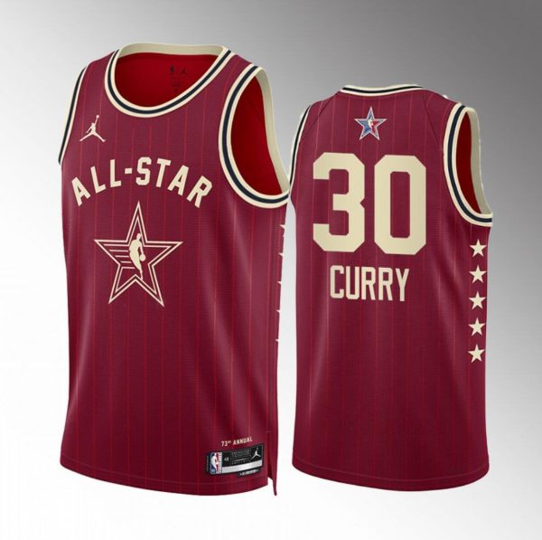 Men 2024 All-Star #30 Stephen Curry Crimson Stitched Basketball Jersey