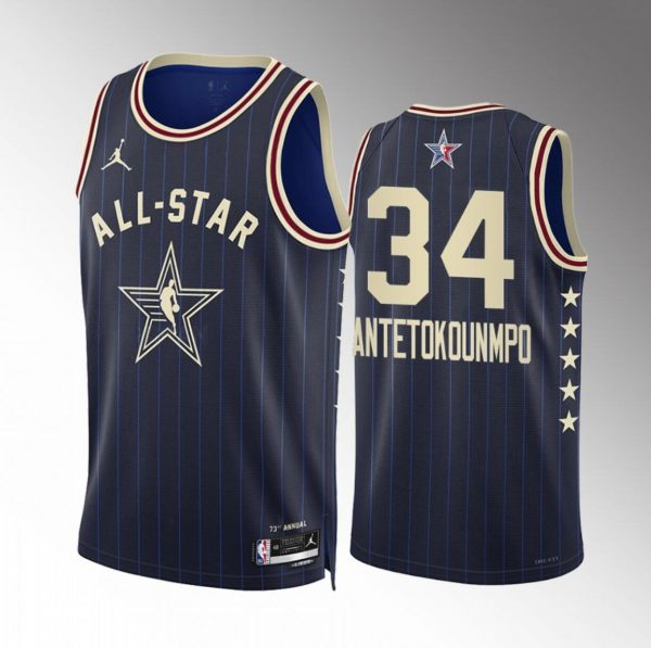 Men 2024 All-Star #34 Giannis Antetokounmpo Stitched Navy Basketball Jersey