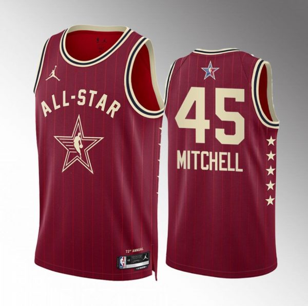 Men 2024 All-Star #45 Donovan Mitchell Crimson Stitched Basketball Jersey